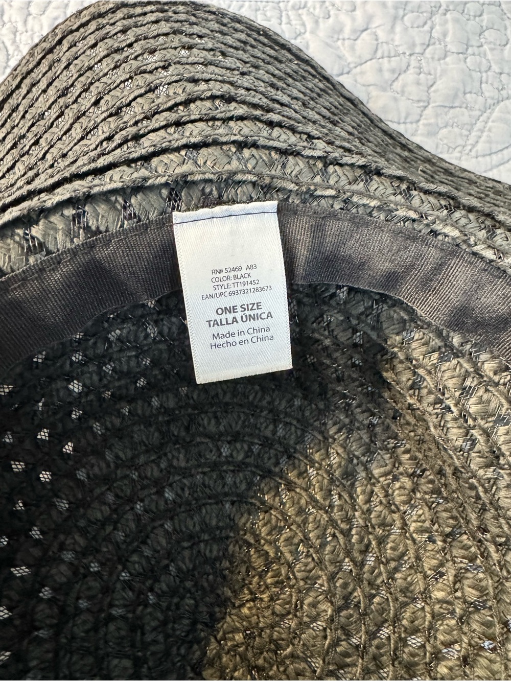 Woven Wide-Brim Sun Hat - Black - Picture 2 of 6